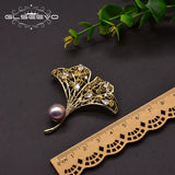 Baroque Pearl Brooch Ginkgo Leaf Jewelry GO0368A