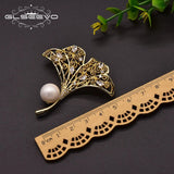 Baroque Pearl Brooch Ginkgo Leaf Retro Jewelry