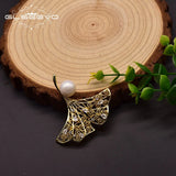 Baroque Pearl Brooch Ginkgo Leaf Retro Jewelry