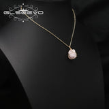 Pink Crystal Irregular Pendant Necklace For Woman