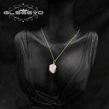 Pink Crystal Irregular Pendant Necklace For Woman
