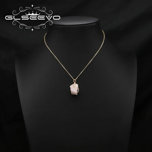 Pink Crystal Irregular Pendant Necklace For Woman