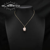 Pink Crystal Irregular Pendant Necklace For Woman