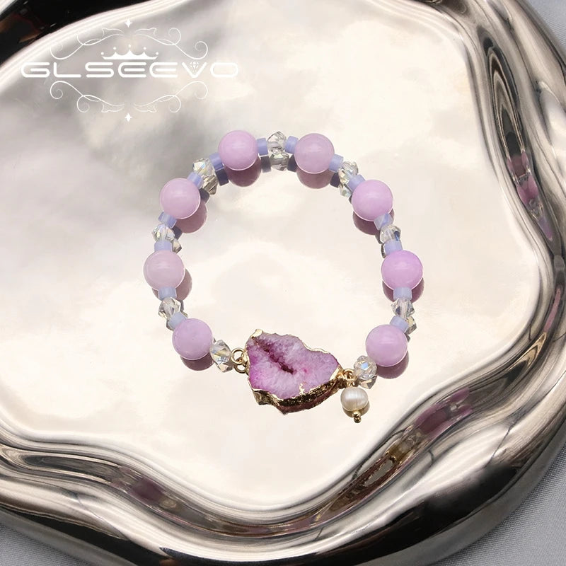 Pink Crystal Natural Pearls Women's Bracelet Art Jewelry