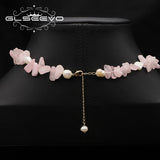 Pink Crystal Pearls Necklace High Jewelry Elegant Art Women's Accessories