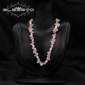 Pink Crystal Pearls Necklace High Jewelry Elegant Art Women's Accessories