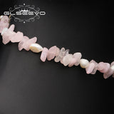 Pink Crystal Pearls Necklace High Jewelry Elegant Art Women's Accessories