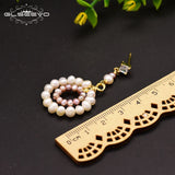 Pink Pearl Earrings Natural Fresh Water Pearl Dangle Earrings Wedding Jewelry