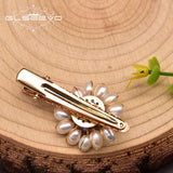 Pink Purple Freshwater Pearl Sun Flower Hairpin B Style