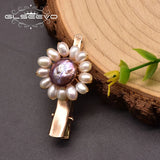 Pink Purple Freshwater Pearl Sun Flower Hairpin B Style