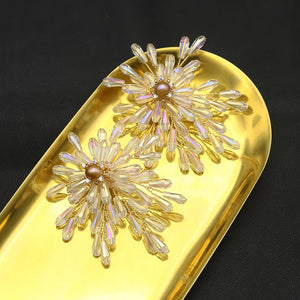 Plant Leaves Crystal Earrings French Romance Sweet Jewelry
