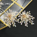 Plant Leaves Crystal Earrings French Romance Sweet Jewelry