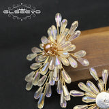 Plant Leaves Crystal Earrings French Romance Sweet Jewelry