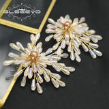 Plant Leaves Crystal Earrings French Romance Sweet Jewelry