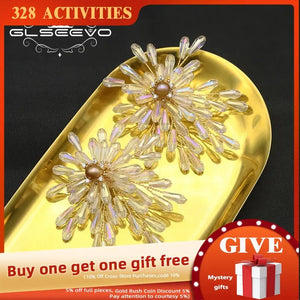 Plant Leaves Crystal Earrings French Romance Sweet Jewelry