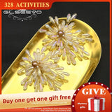 Plant Leaves Crystal Earrings French Romance Sweet Jewelry