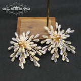 Plant Leaves Crystal Earrings French Romance Sweet Jewelry