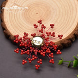 Natural Coral Snowflake Shape Brooch Wedding Party Gift GO0388