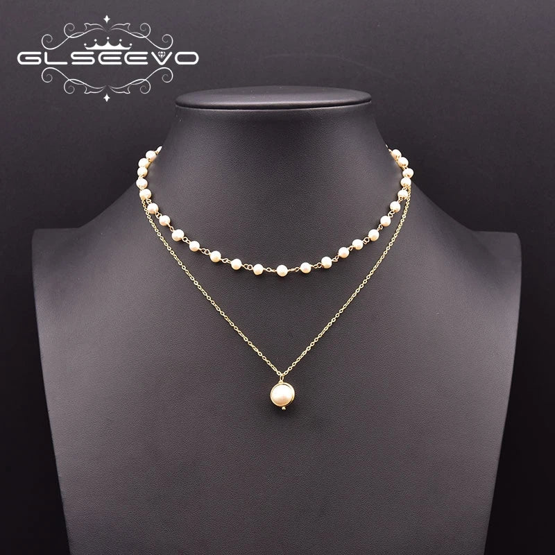 Freshwater Baroque Pearl Double-Layer Necklace Wedding Party Gift