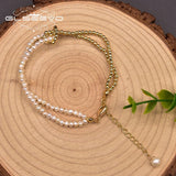 Baroque Pearl Bracelet Bimetal Lady Adjustable Party Gift GB0974