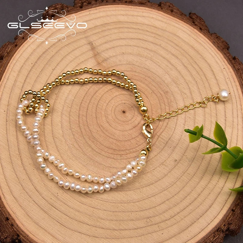 Baroque Pearl Bracelet Bimetal Lady Adjustable Party Gift GB0974