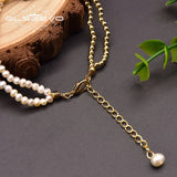 Baroque Pearl Bracelet Bimetal Lady Adjustable Party Gift GB0974