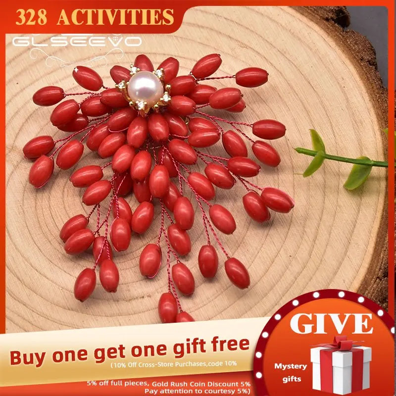 Pearl Coral Brooch Wedding Banquet Birthday Party Boutique Brooch