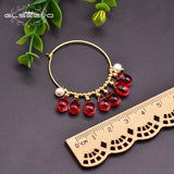 Red Crystal Earrings Freshwater Pearl Jewelry Girl Party Bohemian Gift