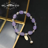 Purple Stone Natural Pearls Stretch Bracelet Retro Wedding Jewelry