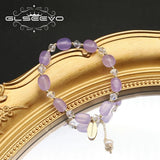 Purple Stone Natural Pearls Stretch Bracelet Retro Wedding Jewelry
