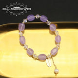 Purple Stone Natural Pearls Stretch Bracelet Retro Wedding Jewelry