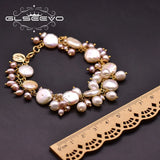 Baroque Pearl Charm Bracelet for Women Girls Vintage Wedding Jewelry