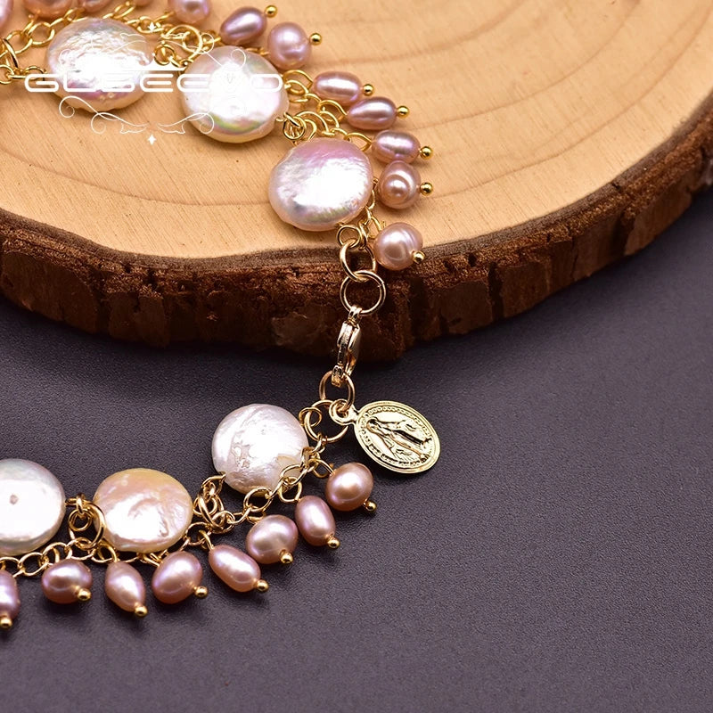 Baroque Pearl Charm Bracelet for Women Girls Vintage Wedding Jewelry