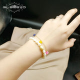 2 Layer Real Pearl Bracelet Colorful Stone Jewelry For Daughter Birthday Gift