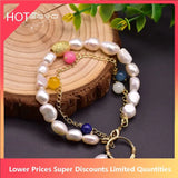 2 Layer Real Pearl Bracelet Colorful Stone Jewelry For Daughter Birthday Gift