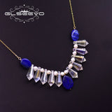 Natural Pearl Crystal Pendant Necklace Lapis Lazuli Silver 925 Jewelry