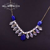 Natural Pearl Crystal Pendant Necklace Lapis Lazuli Silver 925 Jewelry