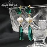Baroque Emerald Water Drop Earrings Antique Women Jewelry GE1195