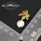 Lotus Baroque Pearls Drop Earrings Retro Light Metal Flower Jewelry