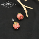 Natural Pearl Rose Earrings Romantic Charm Bridesmaid Gift