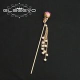 Rose Red Flowers Pearls Tassel Hairpins Women's Jewelry