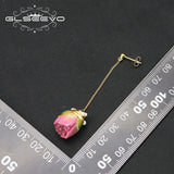 Rosebush Flowers Chain Drop Earrings Creative Women Accessories GE1189