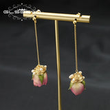 Rosebush Flowers Chain Drop Earrings Creative Women Accessories GE1189
