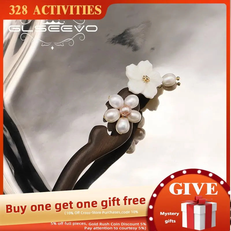 Natural Sandalwood Shell Women Pendant Hairpins Retro Jewelry