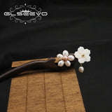Natural Sandalwood Shell Women Pendant Hairpins Retro Jewelry