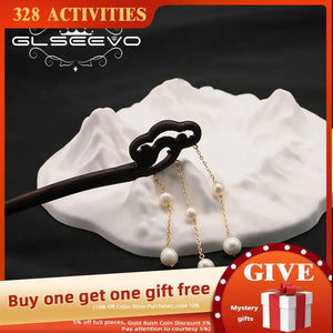 Sandalwood Freshwater Pearl Fringed Pendant Hairpin