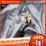 Sandalwood Freshwater Pearl Flowers Hairpins Retro Jewelry Chinoiserie