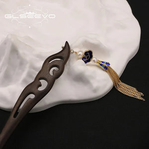Sandalwood Pearl Fringed Hairpins Romantic Jewelry Christmas