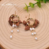 Sandstone Drop Earrings 925 Silver Pearl Jewelry GE0991D