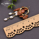 Sandstone Drop Earrings 925 Silver Pearl Jewelry GE0991D